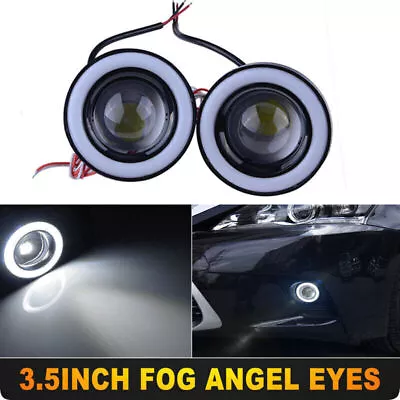 Car 3.5in Angel Eye White Halo Ring LED DRL Projector COB Fog Driving Light Lamp • $29.99