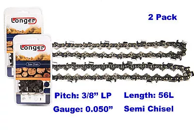 2pcs 16''  Chainsaw Chain Blade 3/8  LP 0.050 Gauge 56 DL For STIHL Husqvarna • $14.24