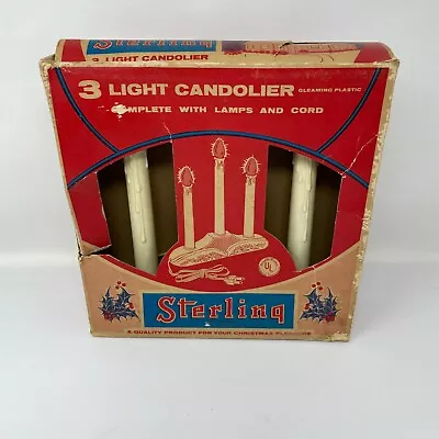 Vintage STERLING 3 Light Candolier In Original Box Working Christmas Holiday  • $12.99