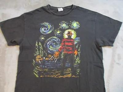 VINTAGE Freddy Krueger Shirt XL Black Van Gogh Nightmare Freddy Vs Jason Mens • $37