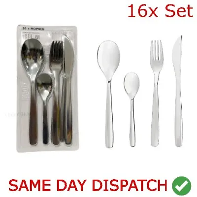 Ikea Mopzig 16 Or 32 Piece High Quality Set Stainless Steel Silver  Cutlery Set • £18.99