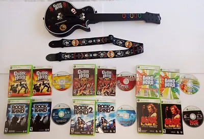 Xbox 360 Guitar Hero Wireless Gibson Les Paul Guitar - 6 Games - Bundle • $239