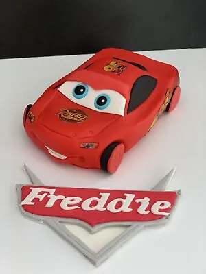 £35.99 • Buy Unofficial Lighting McQueen Cars + Logo Name  Badge Edible Birthday Cake Topper