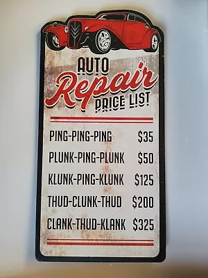 Auto Repair Price List Sign Wood Composit Garage Vintage Style Wall Decor • $22