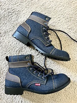 Levi's Artesia Blue Denim Brown Leather Mens Casual Boots  Size 9.5 • $19.99