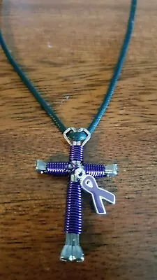 Awareness Ribbon Purple Horseshoe Nail Cross Necklace Buy 4 Get 1 FREE!! • $49.99