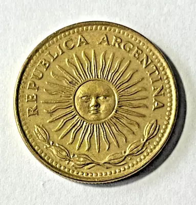 1975 Argentina Coin 1 Peso Radiant Sun Face Grain Sprig South America • $3.99