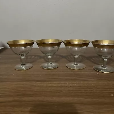 TIFFIN MINTON Low  3 3/4” Clear Optic Gold Encrusted. Set Of 4 • $20.99