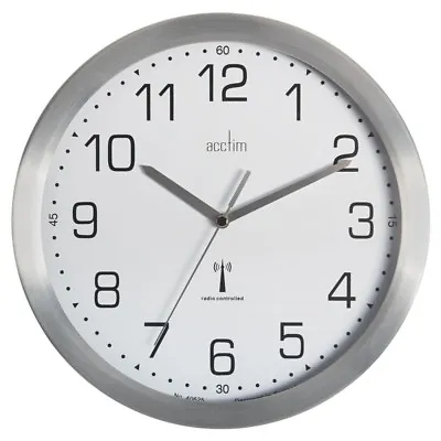 £33.50 • Buy Office Wall Clock By Acctim - Mason Radio Controlled 25cm Diameter Aluminium