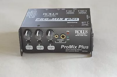 Rolls Pro-Mix Plus MX54S 3 Channel Mic Mixer Very Good Condition • $29