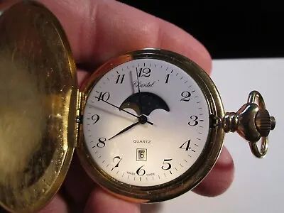 Chantel Moonphase Pocket Watch Not Work Ing And No Crystal - Tk-4 • $28.60