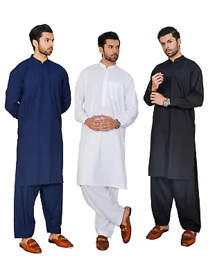 Mens Pakistani Plain Shalwar Kameez Al Qaisar Supreme Quailty Fabric • £24.99