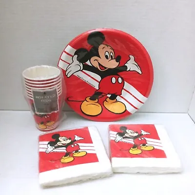 Vintage Mickey Mouse Party Paper Plates Napkins Cups Red White Black  • $15.92