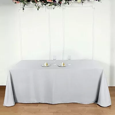 SILVER Polyester 90x156  Rectangle TABLECLOTHS Light Gray Party Home Linens SALE • $13.32