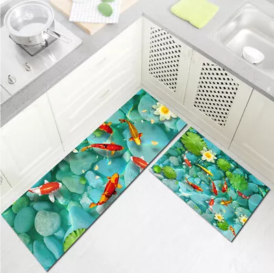 Japanese Style Lotus Koi Kitchen Mat Non-Slip Carpet Kids Bedroom Floor Area Rug • $16.99