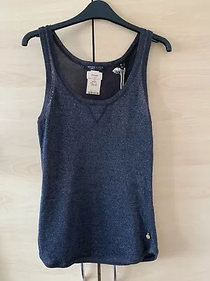 Maison Scotch Women Black Glitter Sleeveless Lurex Knitted Tank Top/vest Top S • $87.03