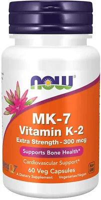 $19.15 • Buy Now Foods MK-7 Vitamin K-2 Extra Strength 300 Mcg - 60 Veg Capsules