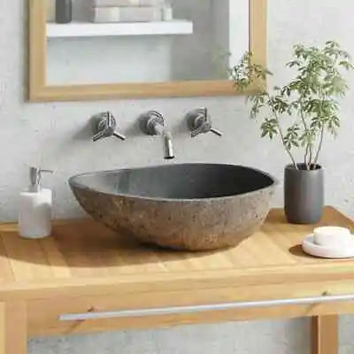 River Stone Wash Basin Vanity Counter Sink Bathroom Washbasin Oval Hand Bowl • $137.95