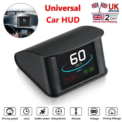 £27.89 • Buy Universal Car Digital GPS HUD Head Up Display Speedometer Overspeed Alarm MPH KM