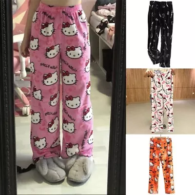 Fashion Hello Kitty Pajama Pant Women Harajuku Y2k Flannel Autumn Warm Pant Gift • $19.99