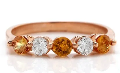 £242 • Buy .73 Carat Natural Madeira Citrine & DIAMONDS In 14K Solid Rose Gold Woman Ring