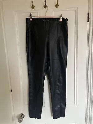 Zara Faux Leather Leggings Zipped Legs - Medium • £9