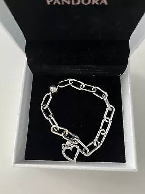 $99 • Buy Genuine PANDORA ME~ 20cm~ Sterling Silver Chunky Link Charm Bracelet With Charm