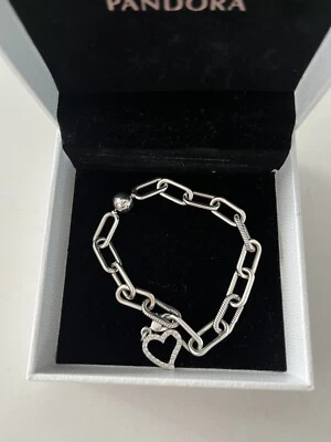 $99 • Buy Genuine PANDORA ME~ 20cm~ Sterling Silver Chunky Link Charm Bracelet With Charm