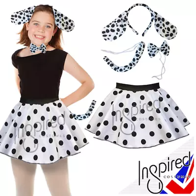 Girls DALMATIAN COSTUME 101 Dalmatians Fancy Dress SKIRT With Ears And Tail Set • £10.99