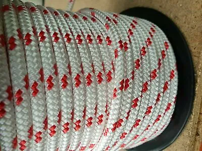 $49.95 • Buy 8MM Double Braided Rope Polyester Yacht Rope 40MTS White Red Fleck