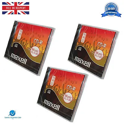 3 Maxell CD-R 700MB Audio Blank CDR XL-II 80 Jewel Cased Audio Music CD's New • £4.99