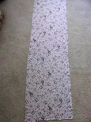 Vintage Scarf Musical Notes   Print Semi Sheer Silky  19 X 60  Music • $9.99