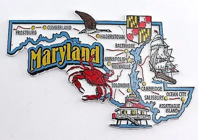 Maryland State Map And Landmarks Collage Fridge Collectible Souvenir Magnet • $8.45