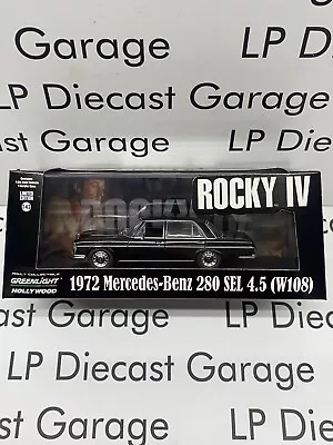 GREENLIGHT 1972 Mercedes-Benz 280 SEL 4.5 Black Rocky IV 1:43 Diecast NEW Model • $24.99