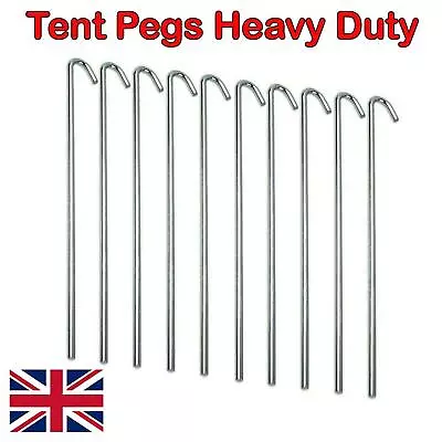 £3.59 • Buy 10/20/50/100 Heavy Duty Galvanised Steel Tent Pegs Metal Camping Ground Sheet