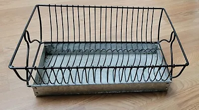 Vintage French Dish Drainer Black Metal Sink Drying Rack • $135.99