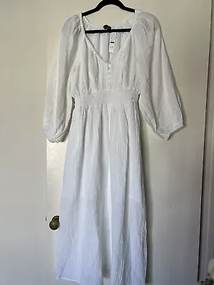 J Crew V-neck White  Midi Dress Soft Gauze  Size Small NWT • $59.99
