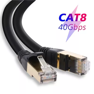[Ultra-Speed] Black Cat 8 7 Ethernet Cable Patch Cord - 2M 3M 8M 15M 20M 22M 30M • $18.99