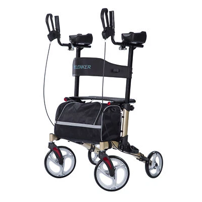 $115.99 • Buy Fold Upright Rollator Walker Rolling Medical Seat Back 4 Wheel LightWeight Red