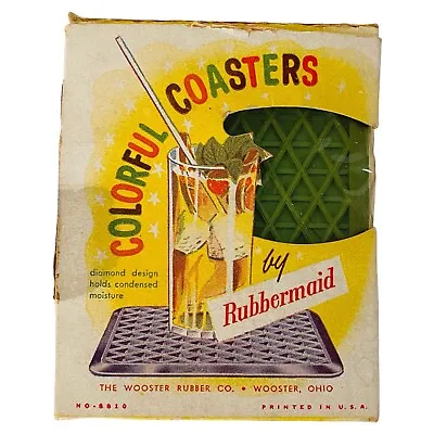 Rubbermaid Drink Coasters With Box Mid Century Modern Colorful Set Of 8 Vintage • $16.50