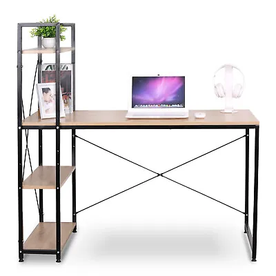 Computer Desk Laptop Study Table Writing Home Office Desk Workstation W/ Shelves • £61.99
