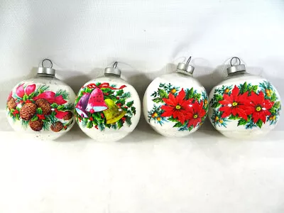 4 Vintage Glass Shrink Wrap CHRISTMAS ORNAMENTS Holiday Home Decor • $12.99