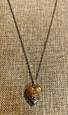 Vintage TK 14K Gold Filled  I Love You  Flower Heart Locket 12K GF JTC Necklace • $24.99