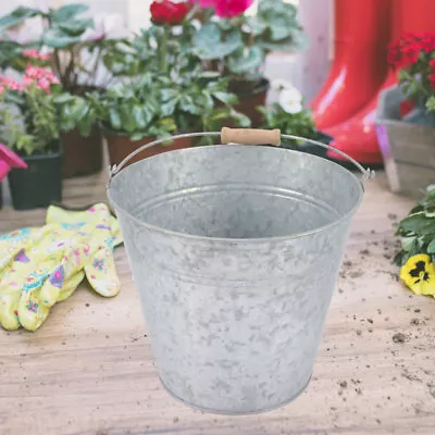 Galvanized Metal Bucket With Handle For Plants And Decor- • $19.19