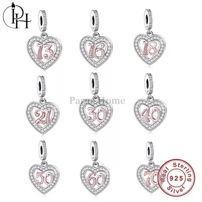 13th 16th 18th 21st 30th 40th 50th 60th 70th Birthday Charm Genuine Silver Beads • £15.99