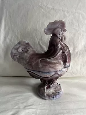 Vintage Purple Slag Glass Rooster Covered Candy Dish Excellent Condition • $90