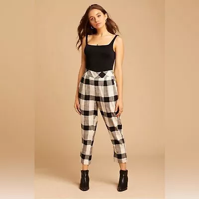 Free People Clear Skies Checkered Cropped Pant High Rise XS • £27