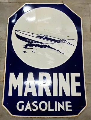 Porcelain Enamel Sign Double Sided 45x30 Inch Marine Gasoline Approx • $252.92