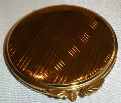 Vintage Volupte U.S.A. Compact 3  Diameter Gold Tone Mirror With Puff • $14.49