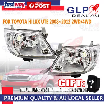 For Toyota Hilux Ute 05-11 2/4WD Car Pair LH + RH HeadLight Lamp + Rocker Switch • $132.88